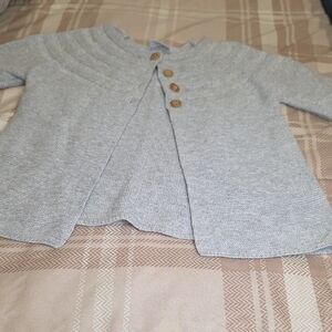 Gray Girls Sweater with Button Detail